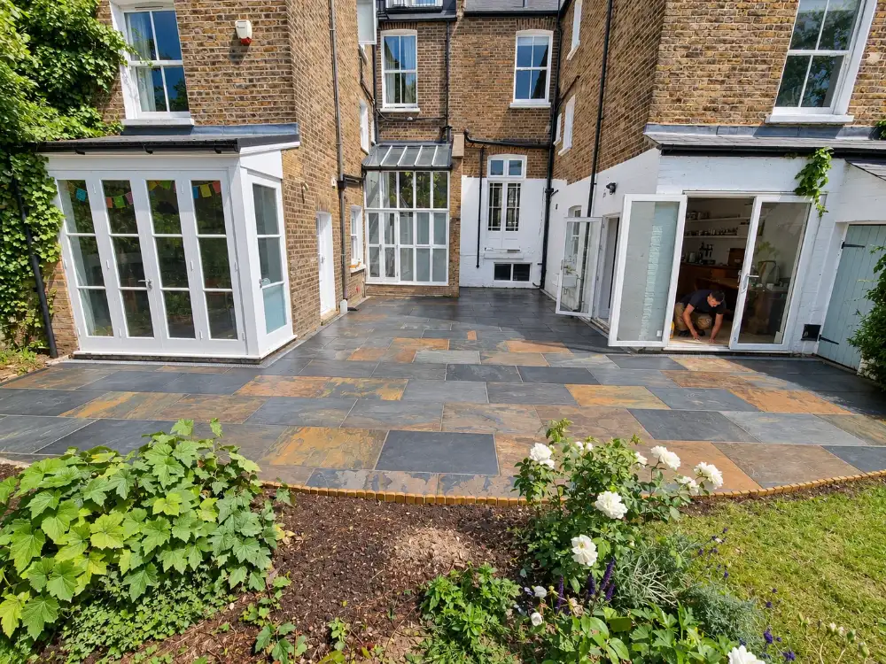 Slate patio and external works in Wollaton