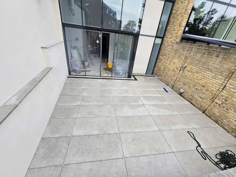 Porcelain patio and drainage in Beeston